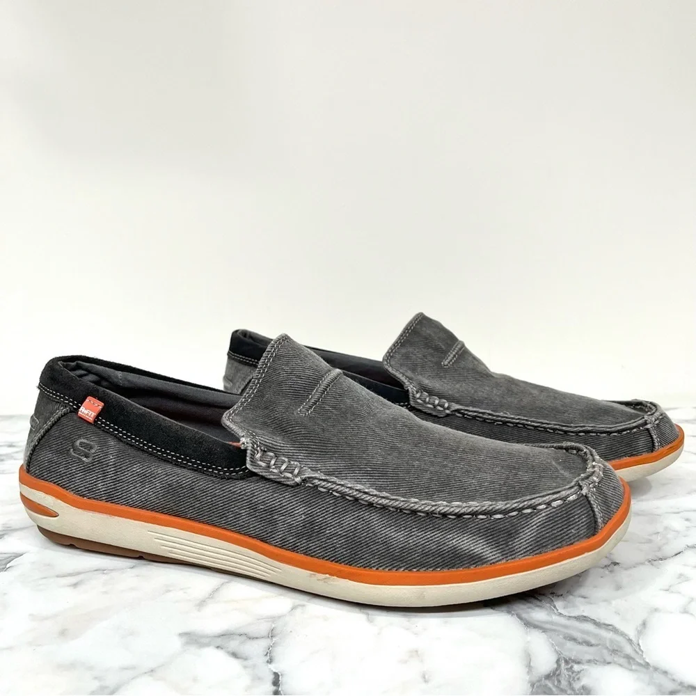 Skechers Men's Sz 11.5 Spencer Grey Relaxed Fit Memory Foam Loafers Shoes 63680